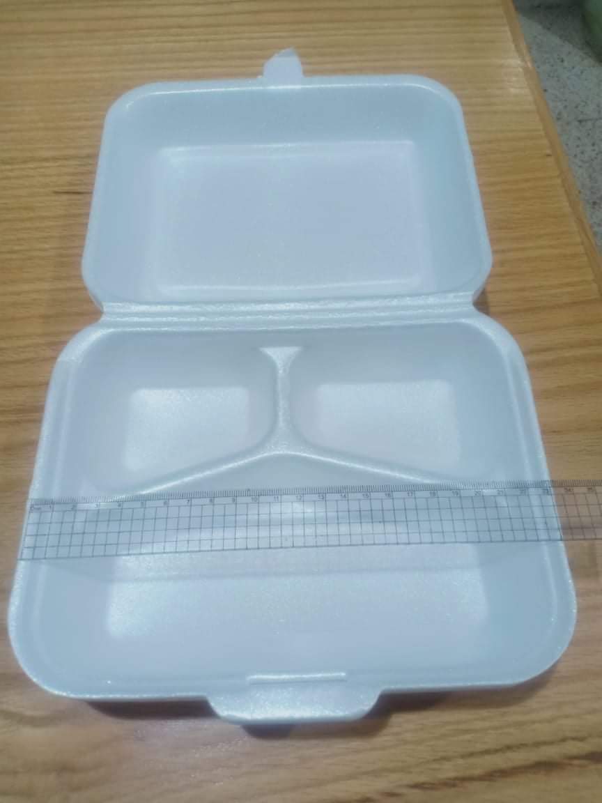 علب وجبات فوم لانش بوكس مقسم عبوة 100 قطعه