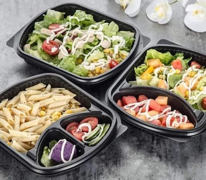 علب وجبات ميكرويف بالغطاء 1 واو 2 او 3 عين عبوة 50 قطعه